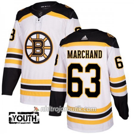 Barn Ishockey Boston Bruins Tröja Brad Marchand 63 Adidas 2017-2018 Vit Authentic